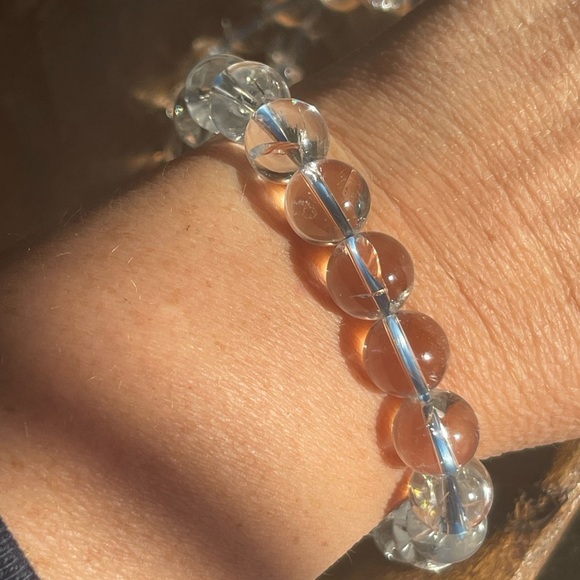 Clear Quartz Beaded Bracelet - 10.5mm bead 7.5” bracelet - Picture 2 of 3